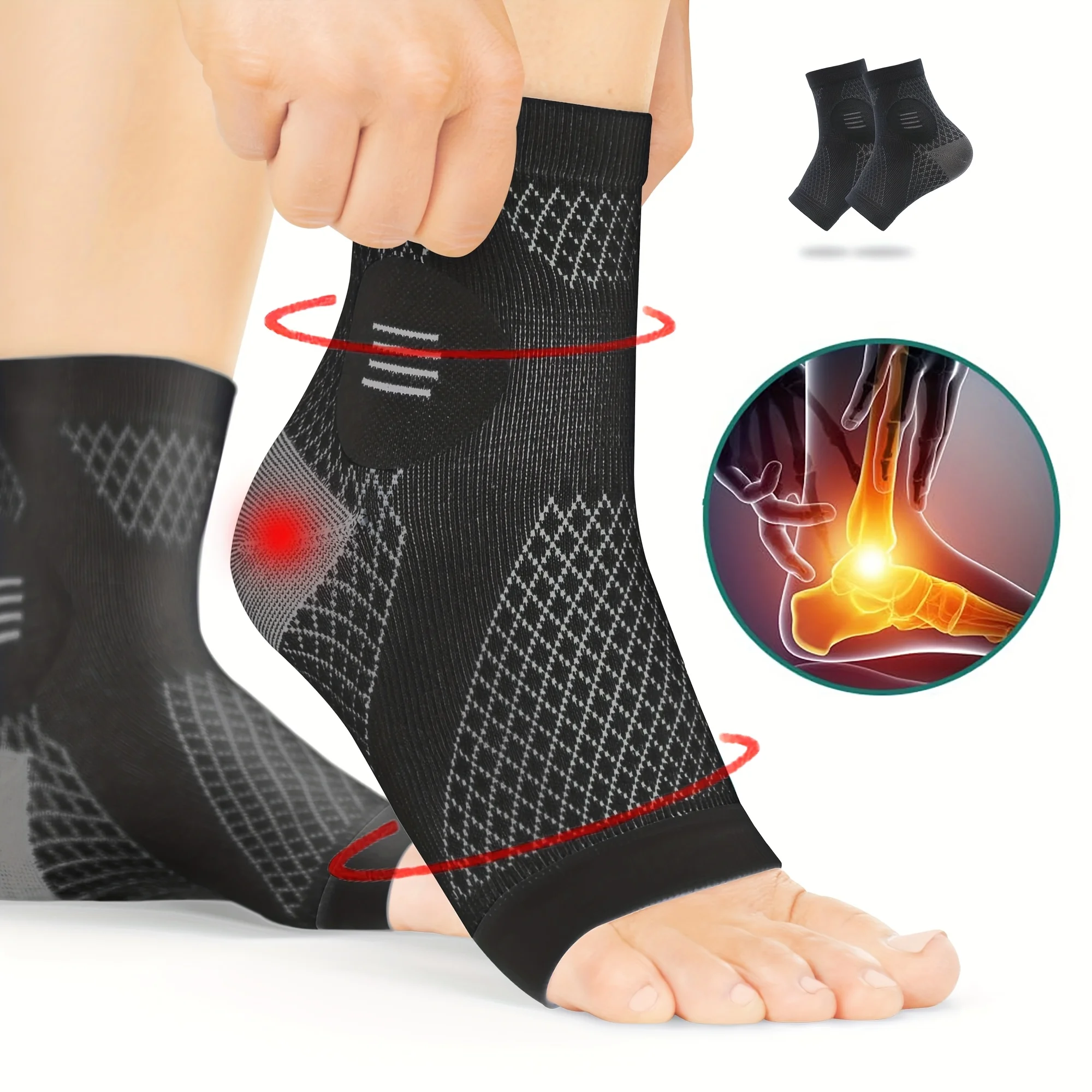 1Pair Ankle Foot Sleeves Compr - Ankle Brace Sock ulasan dan harga