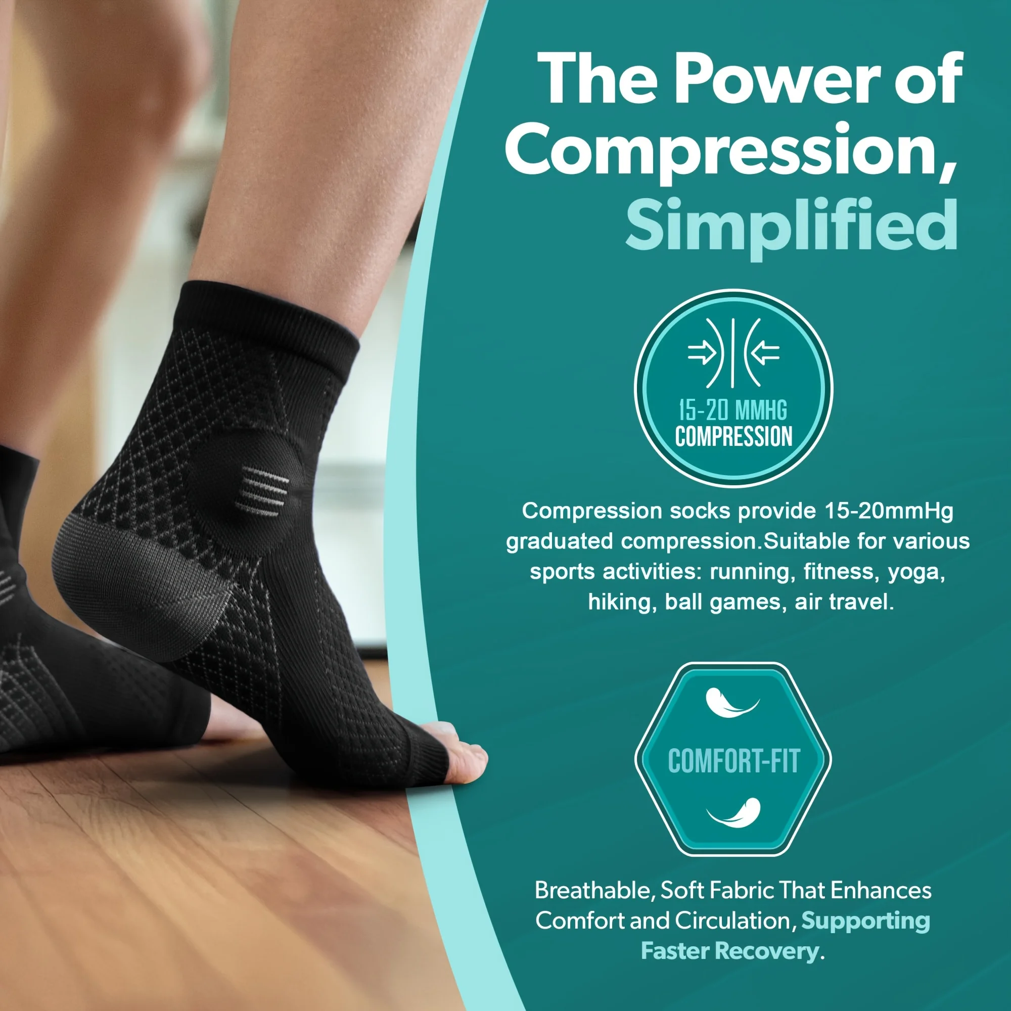 1Pair Ankle Foot Sleeves Compr - Ankle Brace Sock ulasan dan harga