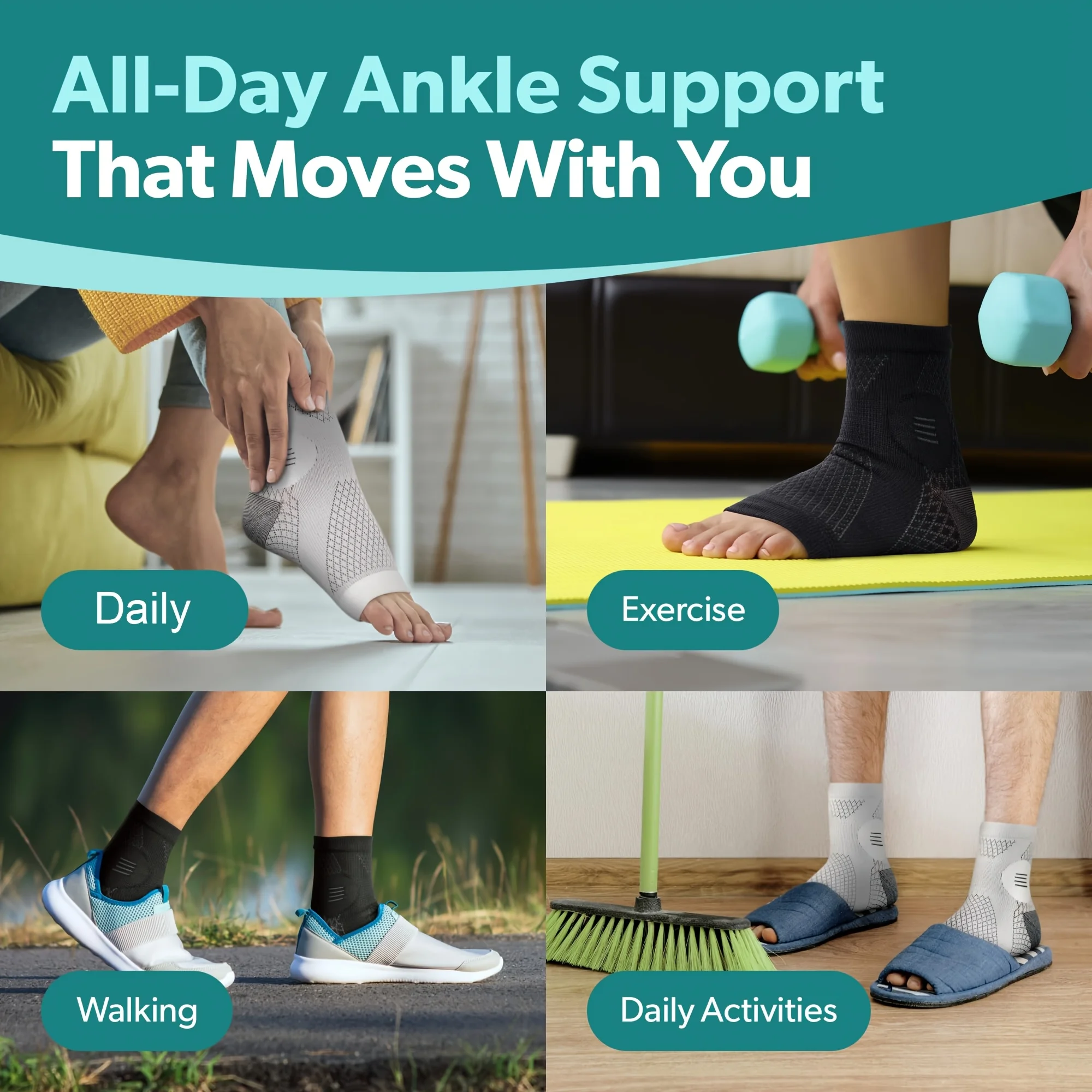 1Pair Ankle Foot Sleeves Compr - Ankle Brace Sock ulasan dan harga