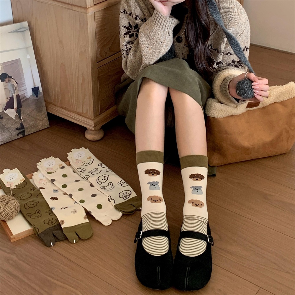 Dog Illustration Tabi Split‑To - Toe Sock Split ulasan dan harga