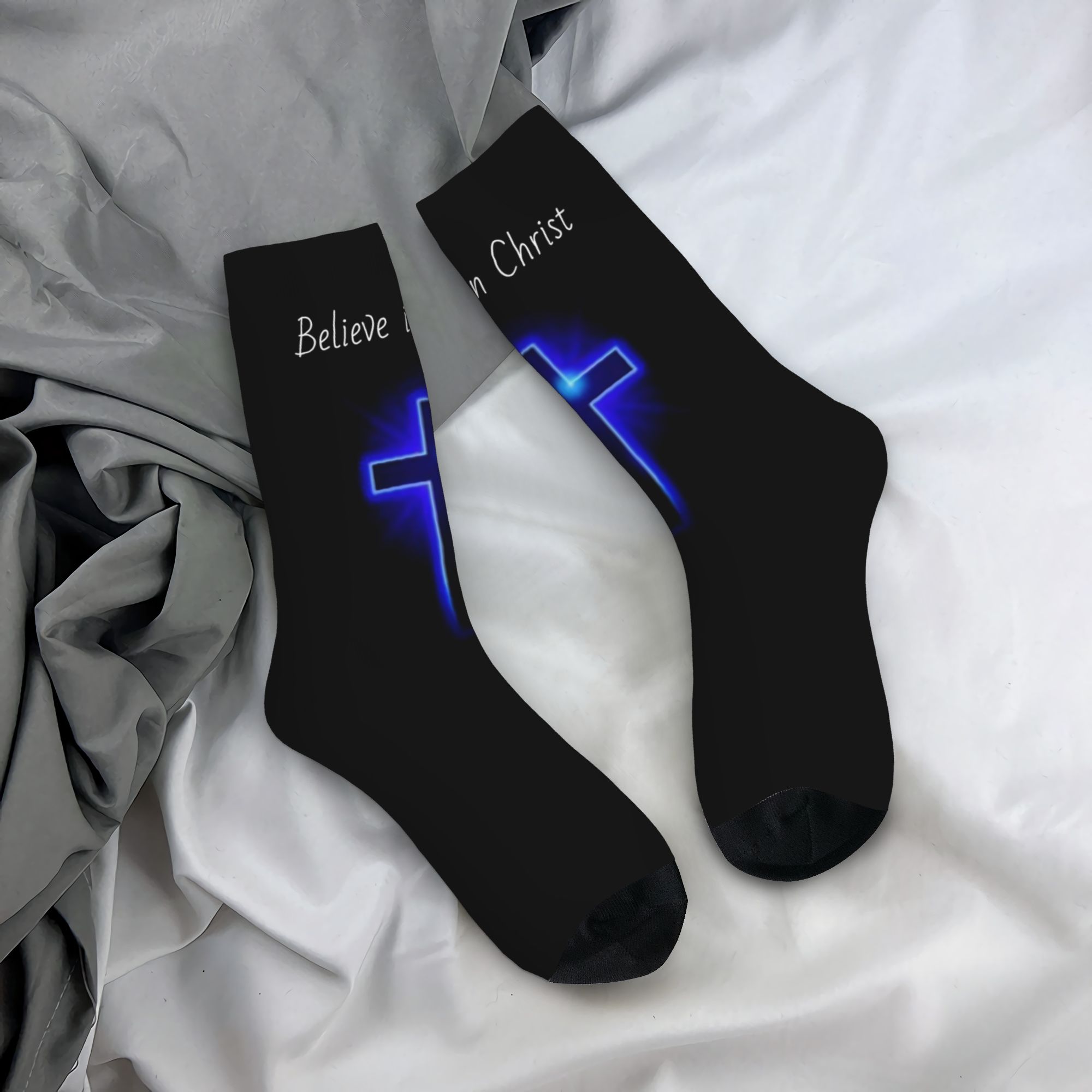 Custom Believe Jesus Christ Me - Dress Sock Men ulasan dan harga